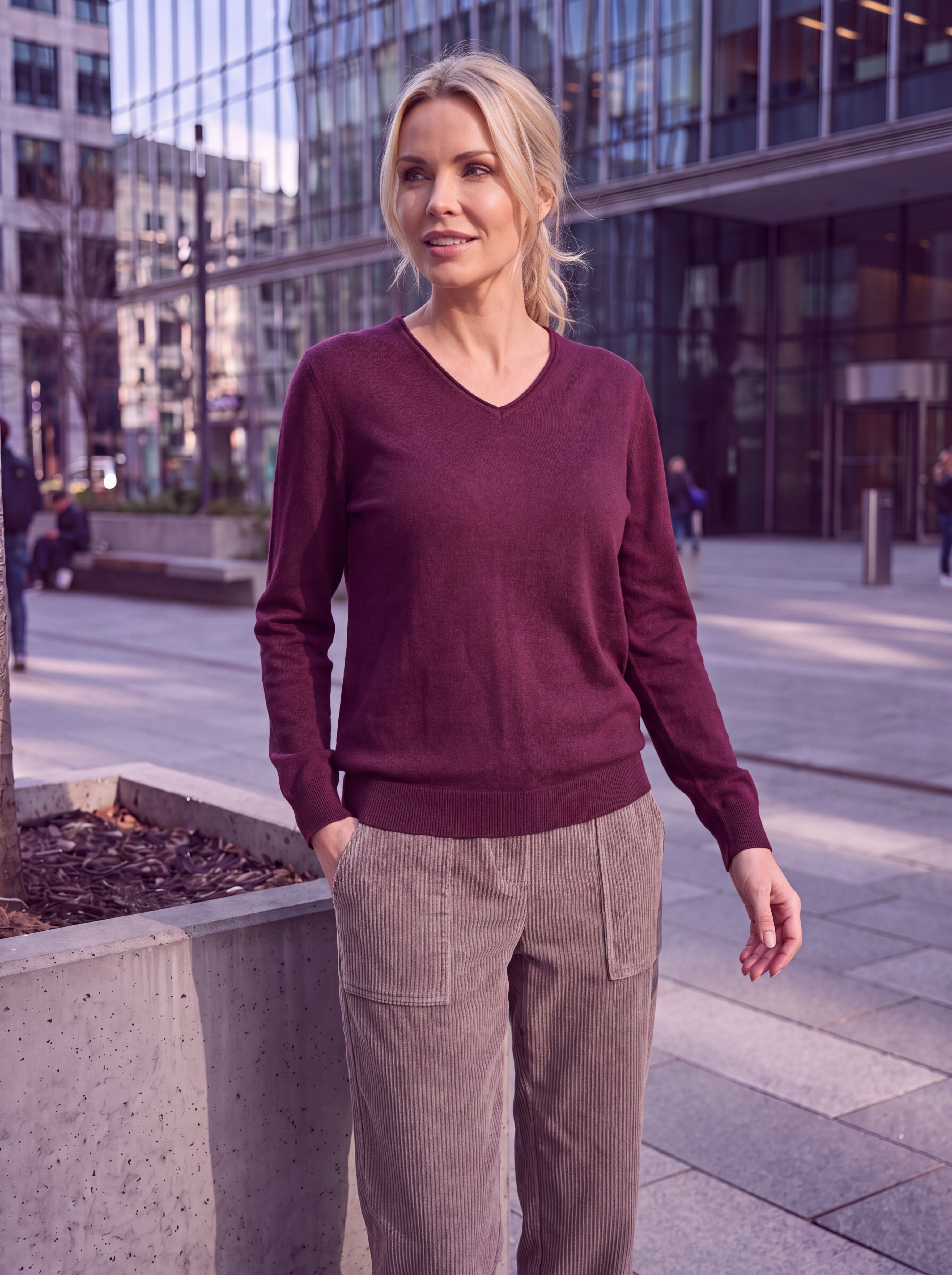Dámsky pulóver s V-éčkovým výstrihom H.WINTER BURGUNDY Tmavá bordová s.WEAR 5
